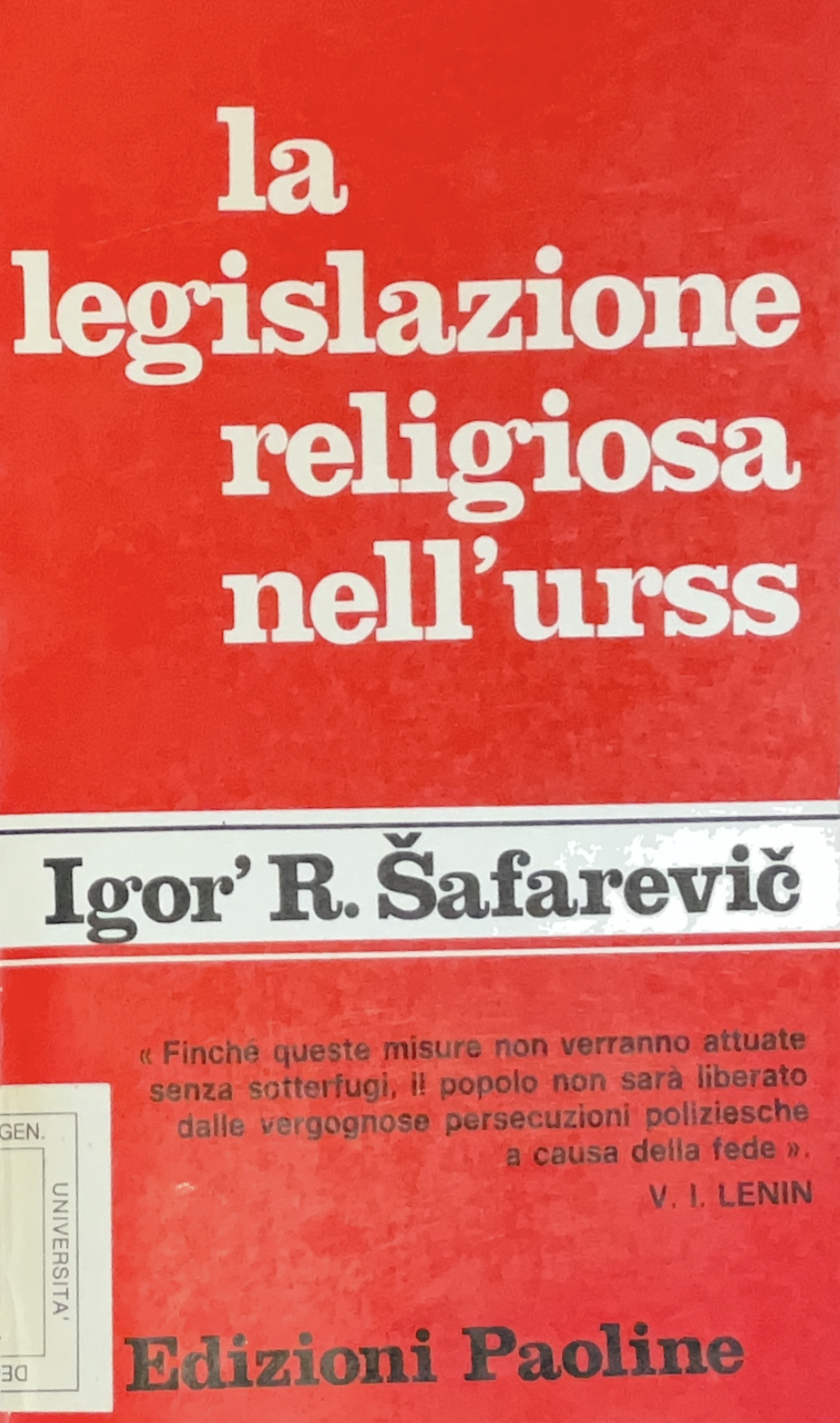 La legislazione religiosa nell'URSS